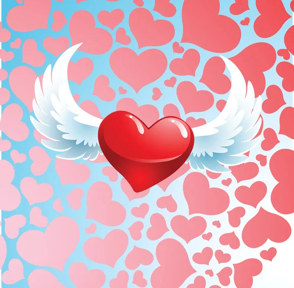 Rotes Herz mit Flügeln — Stockvektor