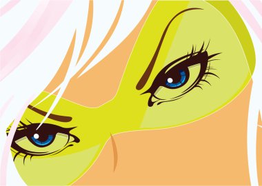 Blue eyes of the woman. Vector clipart