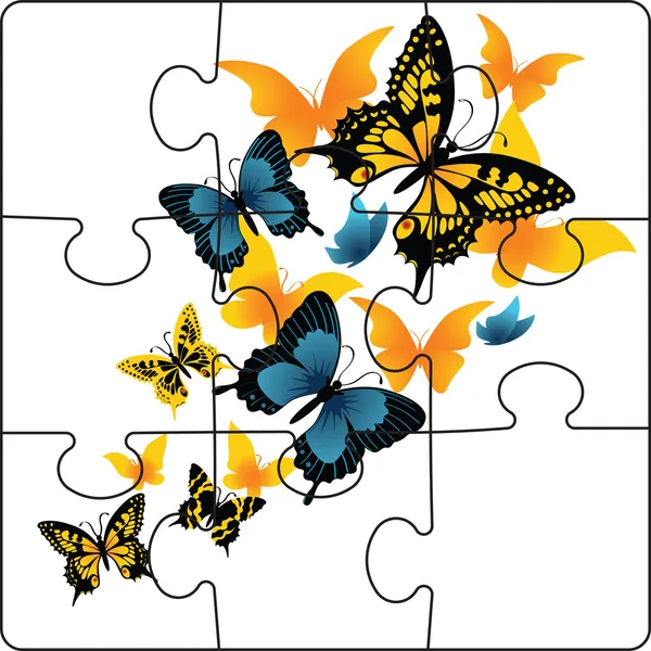 Puzzle de borboletas —  Vetores de Stock