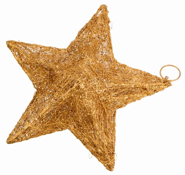 Złota gwiazda świątecznych dekoracji — Zdjęcie stockowe