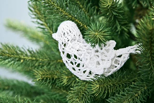 Pássaro de costura branco decoração de Natal — Fotografia de Stock