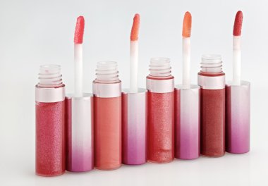 Opened gloss for lips set with brushes