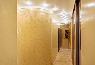 Passage with a mirror wardrobe and colum clipart