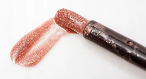 Stroke of gloss lipstick Brush on white — Stock Photo, Image
