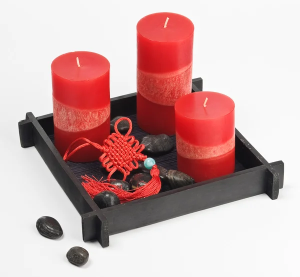 Kinesiska fengshui ange (talisman, röda cand — Stockfoto