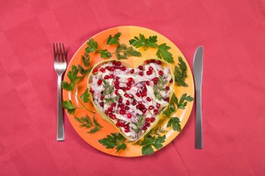 Valentine day salad with beef clipart