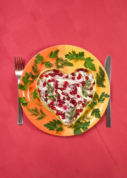 Valentine day salad with beef tongue — Stock Photo, Image