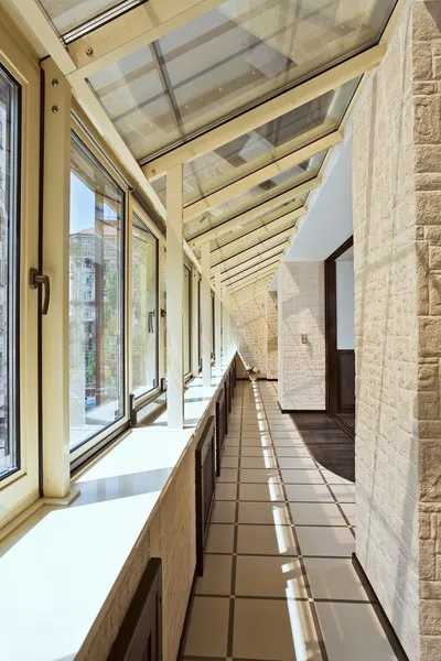 stock image Long balcony (gallery) interior