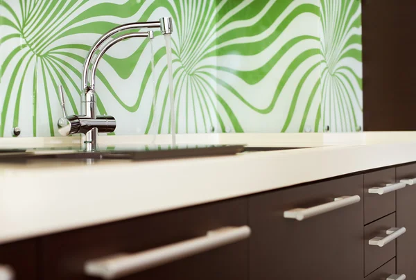 Part of modern Kitchen with sink — Stock Photo, Image