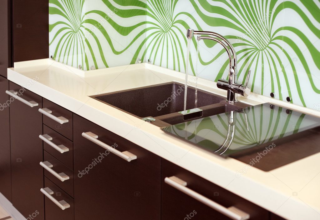 Part of modern Kitchen with Sink