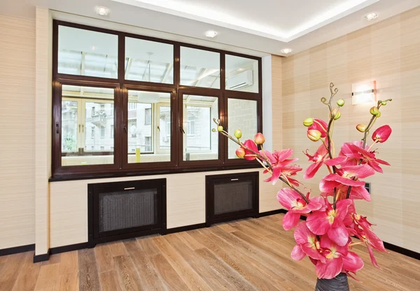 Lege woonkamer interieur met bloem — Stockfoto