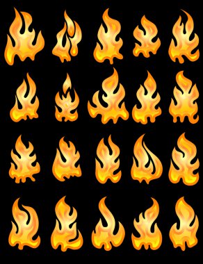 Collection of vector fires. clipart