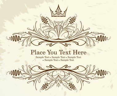 Vintage frame with crown. clipart