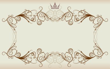 Vintage frame with crown. clipart