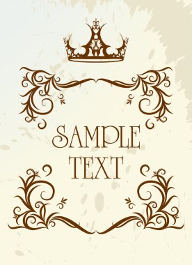 Vintage frame with crown. clipart