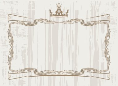 Vintage frame with crown clipart