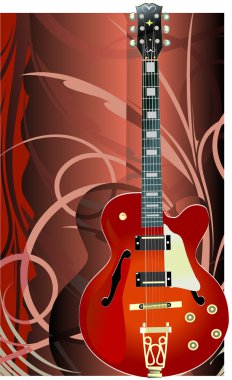 Electric guitar on floral background clipart