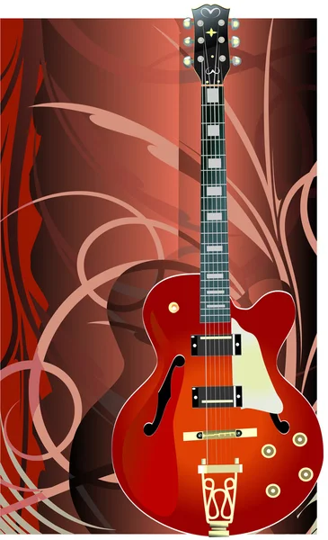 Electric guitar on floral background — Stock Vector