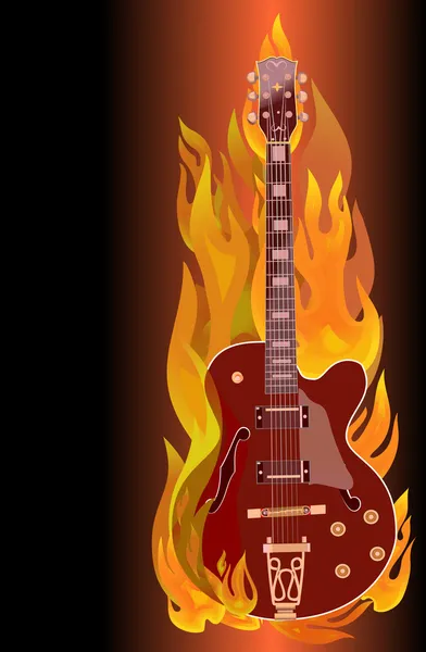 Feuer elektrische gitarre. Vektor. — Stockvektor