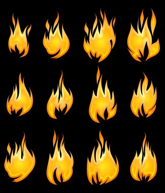 Collection of vector fires. clipart