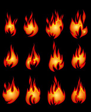 Collection of vector fires. clipart