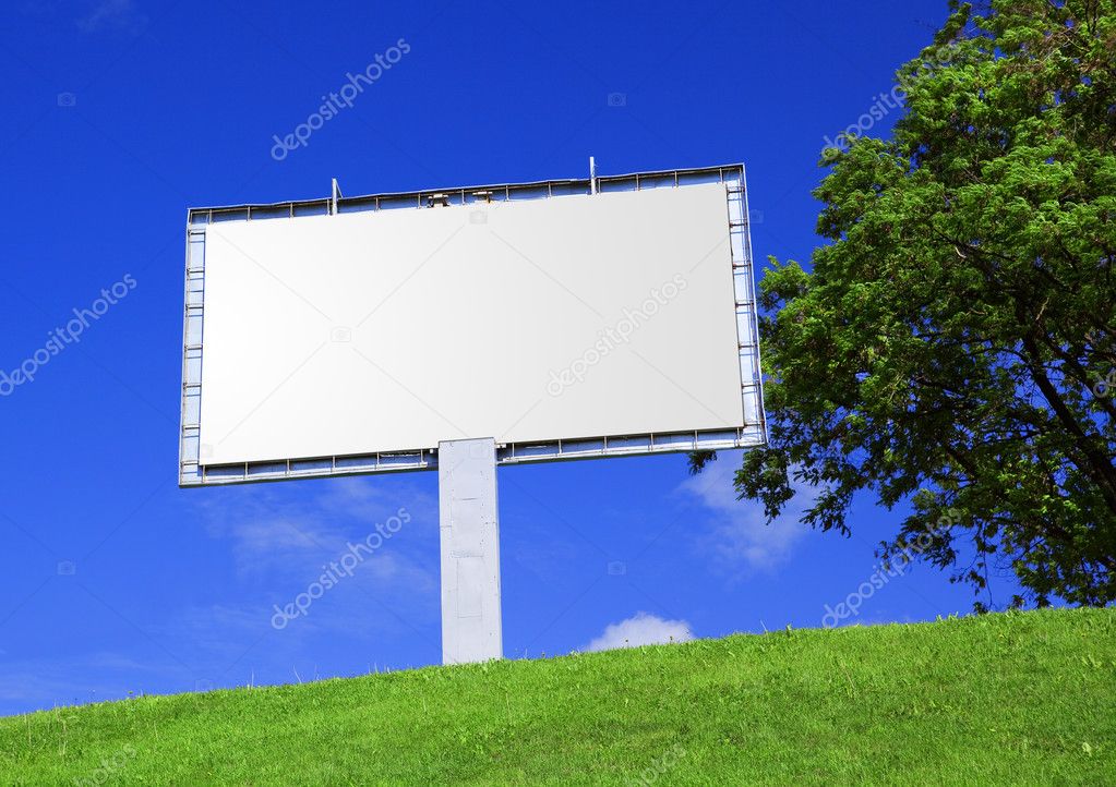 Empty billboard against a beautiful land