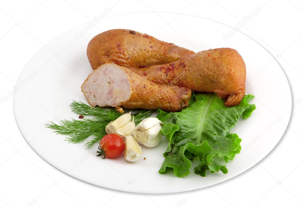 Stuffed chicken legs with garlic, a toma