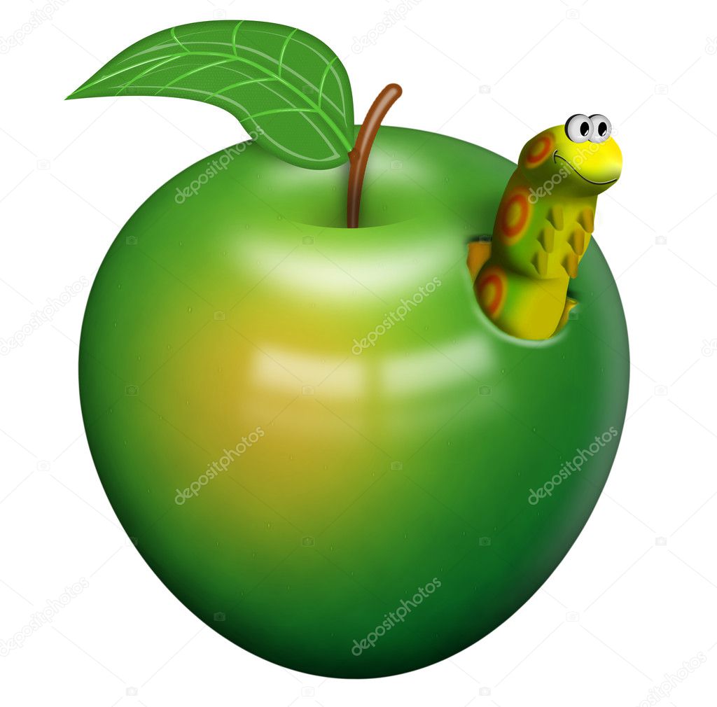 Worm in an apple — Stock Photo © balaikin 1183024