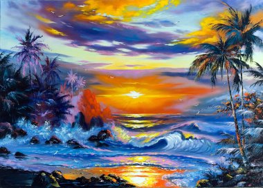 Beautiful sea evening landscape clipart