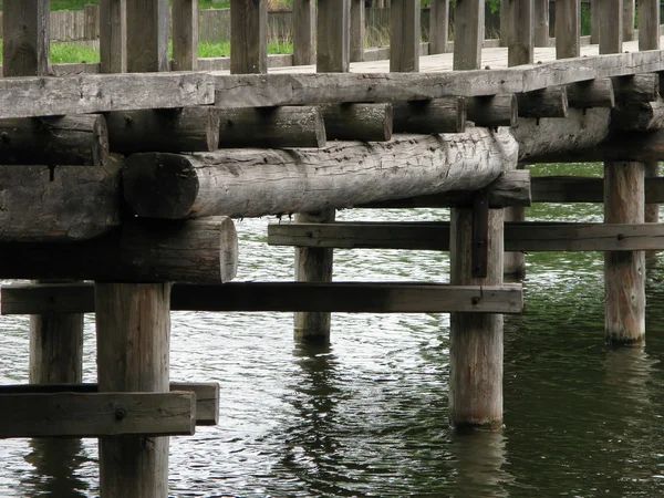 stock image Wood bridge on water