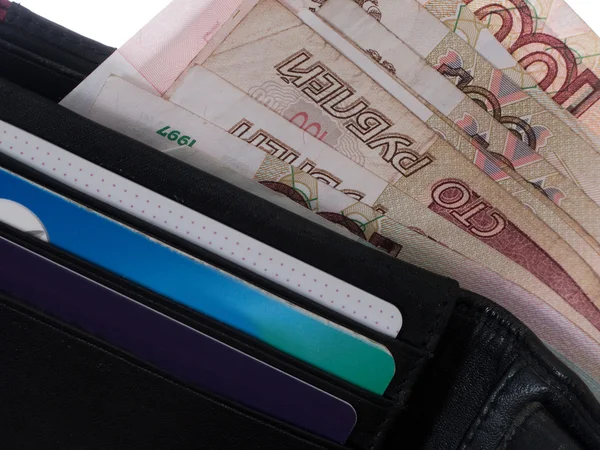 Para birimi ile cüzdan — Stok fotoğraf
