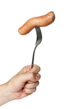 Sausage on fork clipart