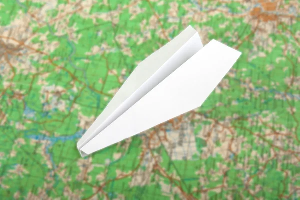Airplane on map — Stock Photo, Image