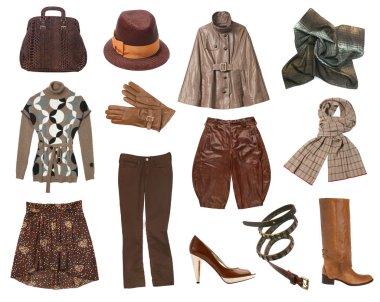 Women brown clothes set clipart