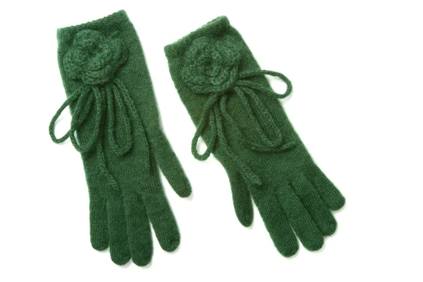 Grön stickad handskar — Stockfoto