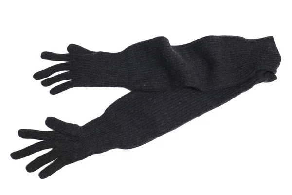 Черные вязаные длинные перчатки — стоковое фото