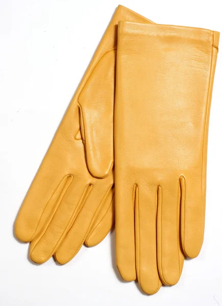 Yellow leather gloves — Stock Photo, Image