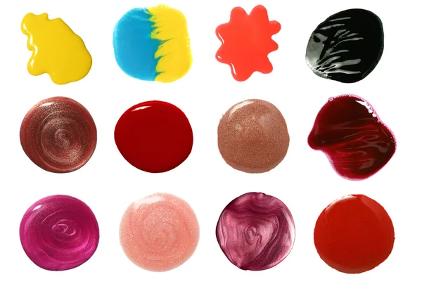 Set de muestras de esmalte de uñas y brillo de labios —  Fotos de Stock