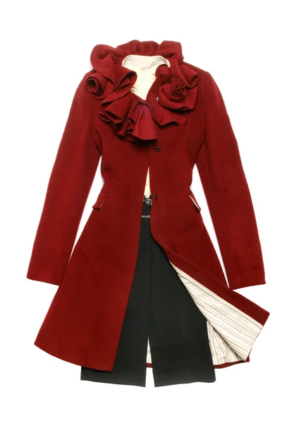 Casaco de feltro feminino vermelho — Fotografia de Stock