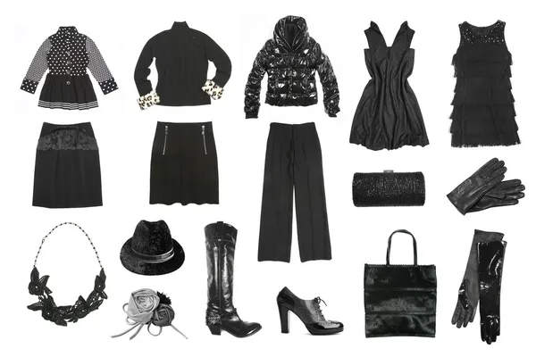 Conjunto de ropa femenina negra — Foto de Stock