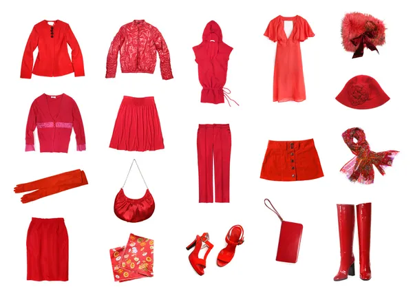 Zestaw czerwony kobiece ubrania — Zdjęcie stockowe