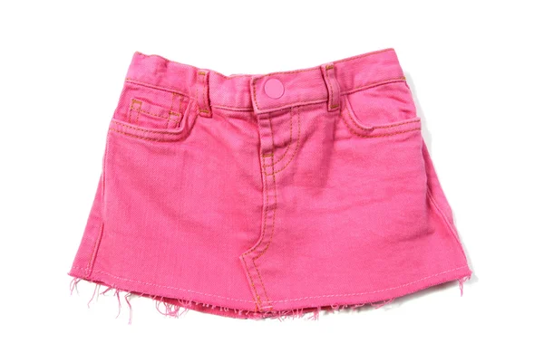 Рожева міні джинсова спідниця — стокове фото