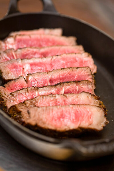 Grilled beef steak soft focus