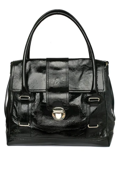 Černá kožená taška — Stock fotografie