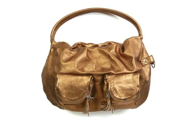 Zlatá kožená taška — Stock fotografie