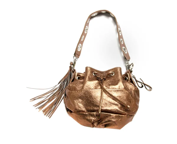 Gold leather bag — Stock Photo, Image