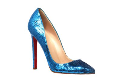 Blue shiny women shoe clipart