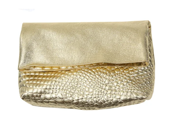 Gold leather clutch — Stock Photo, Image