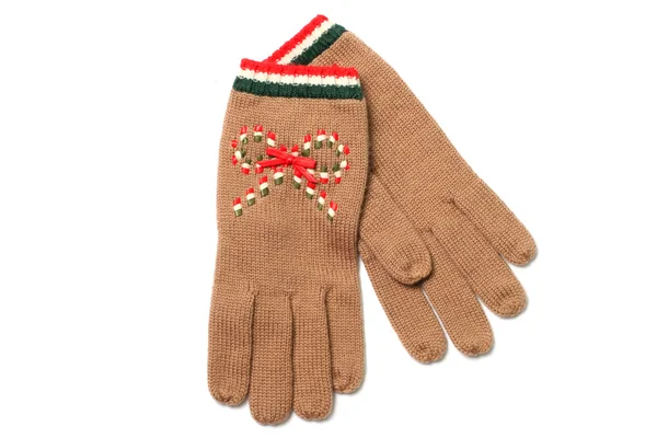 Béžové pletené rukavice — Stock fotografie