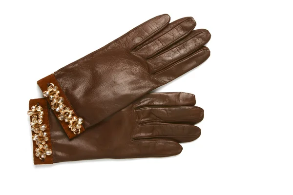 Коричневі шкіряні рукавички — стокове фото
